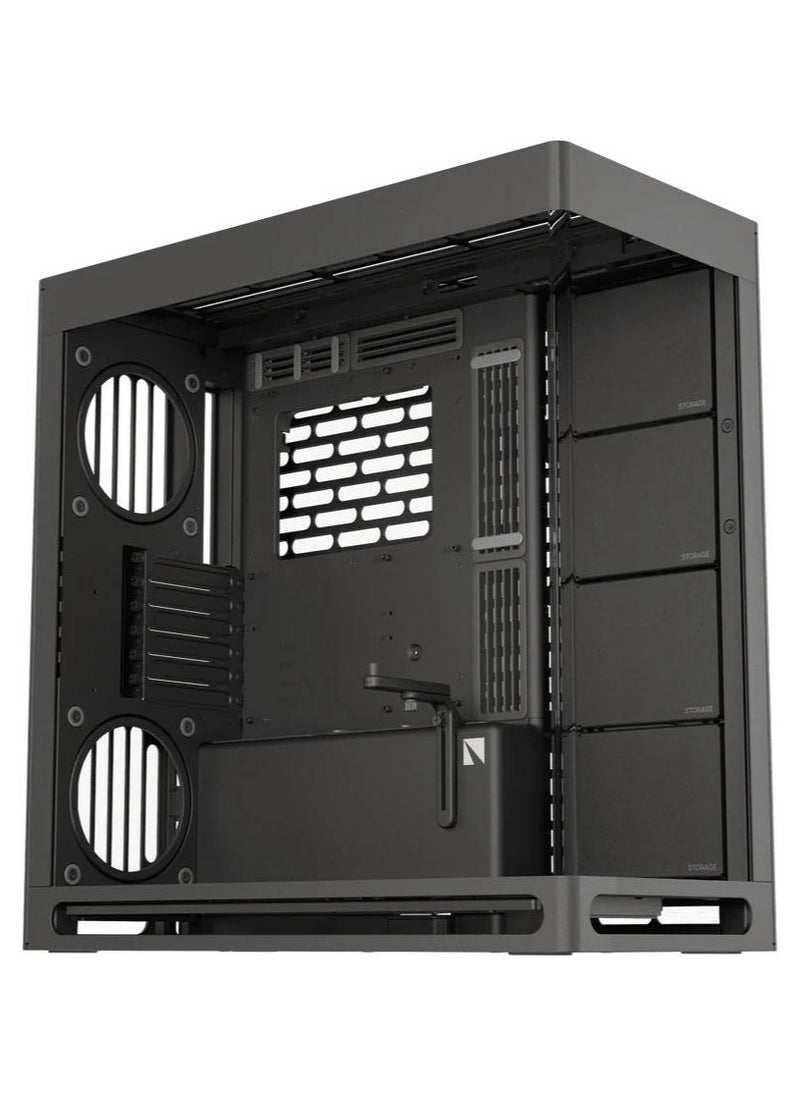 HAVN HS 420 E-ATX Mid Tower VGPU Edition Computer Case, Up To 420mm Radiators, 11x Fan Support, SGCC Sheet Metal, Tempered Glass, ABS, Zinc Alloy, NdFeB Magnets, Black | HVN-CA-HS420-08