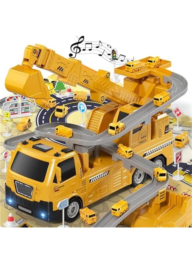 Crane Excavator Toys for Boys Age 3-5, Kids Excavator Crane Truck Toy with Light Sounds, Construction Toys Birthday for 3 4 5 6 Years Old Boys Girls