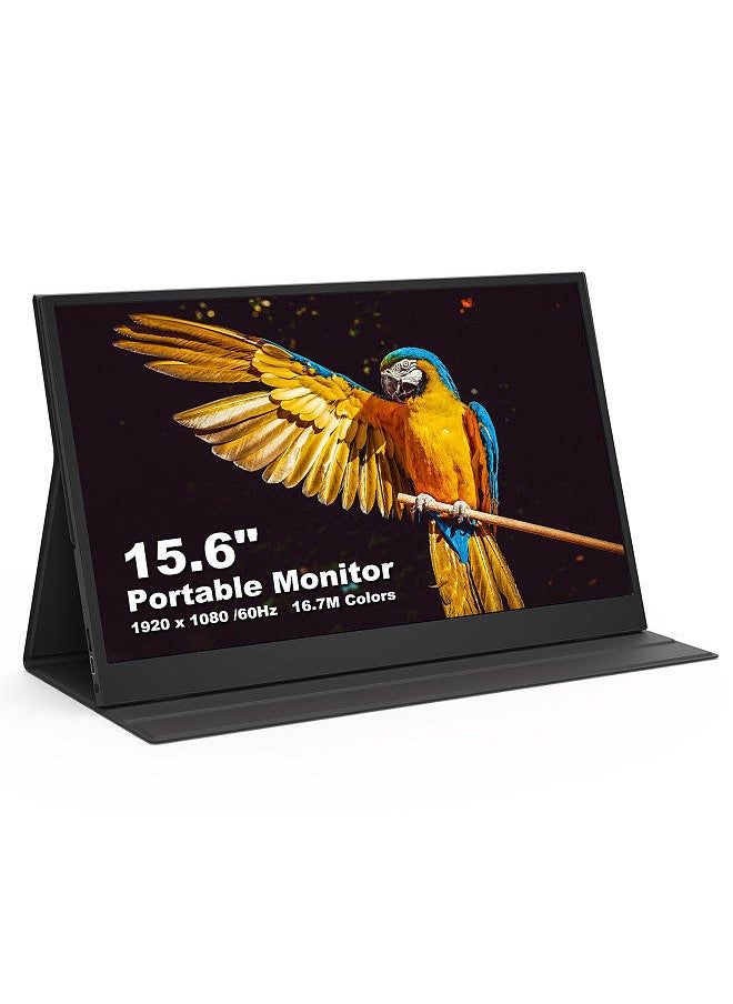 15.6inch FHD 1080P Laptop Monitor IPS Screen Portable Gaming External Monitor Plug&Play with PU Leather Cover Compatible with Laptop PC Phone Mac Xbox PS5/PS4 Switch