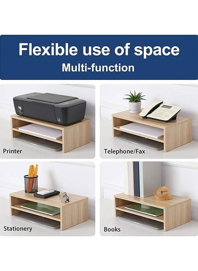 2 Tiers Wood Monitor Stand Riser,Monitor Riser for Computer,Laptop Printer Stand,Desk Organizer,Desktop Screen Riser with Storage Design,Computer Monitor Stand