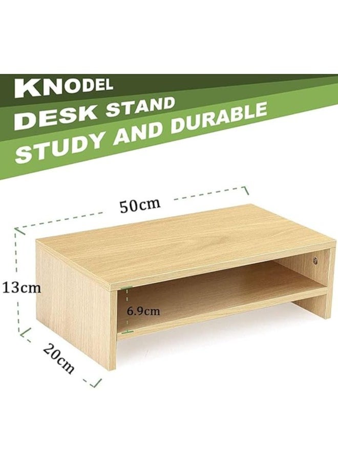 2 Tiers Wood Monitor Stand Riser,Monitor Riser for Computer,Laptop Printer Stand,Desk Organizer,Desktop Screen Riser with Storage Design,Computer Monitor Stand