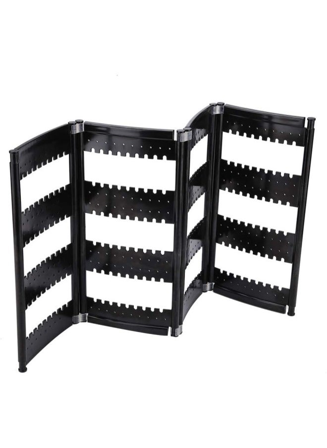 Foldable 4-Panel Jewelry Holder Earrings Display Stand Ear Studs Storage Rack Organizer