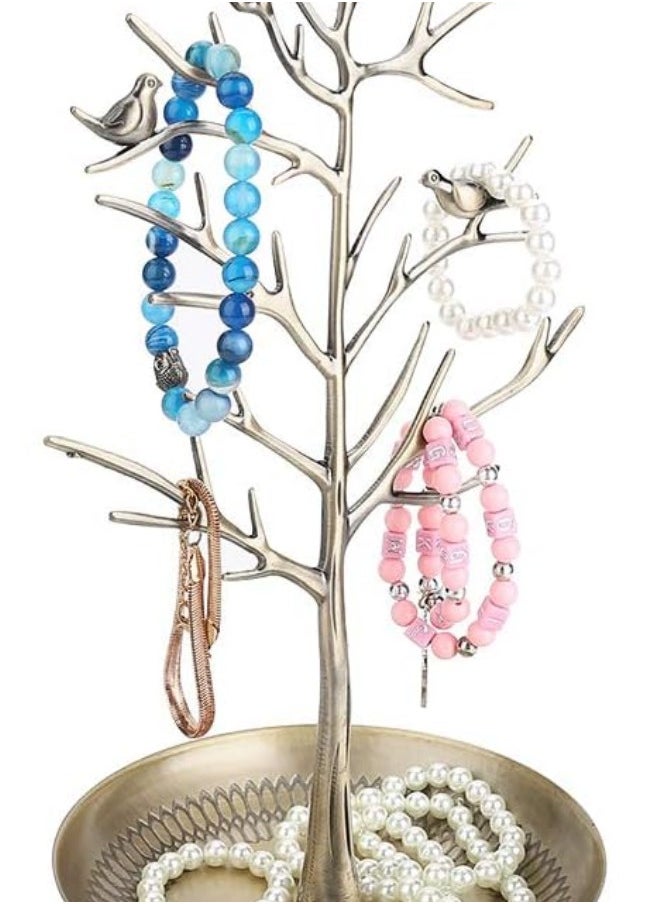 Jewelry Hanger Stand, Exhibitor for Jewels, Stand Earrings Rings Bracelets Organizer for Jewelry Tree Design for Necklaces and Earrings Ring Tree Holder Display Jewelry Tower Tree(Antique Bronze)