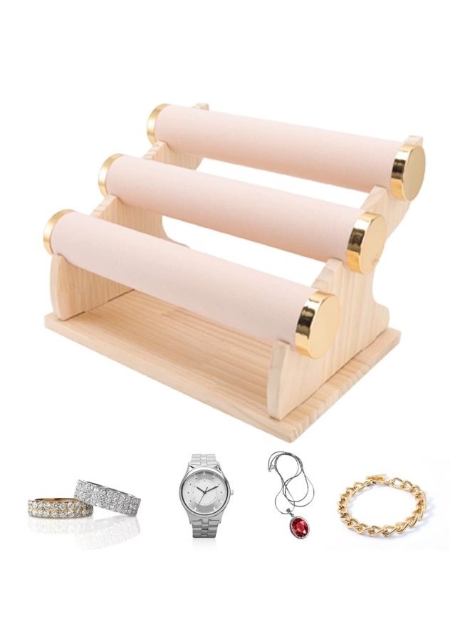 Bracelet Holder, 3 Tier Detachable Jewelry Tree Jewelry Organizer Stand and Display Necklace & Watch Organizer Display with Wooden Tray for Watch Home Shop ()