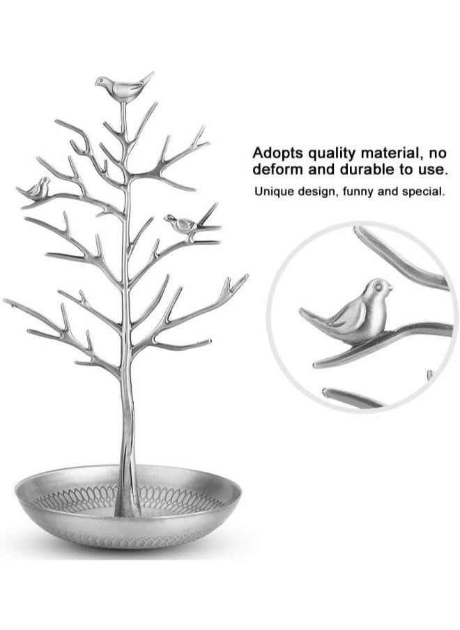 Jewelry Hanger Stand, Jewelry Tree Display Storage Holder Exhibitor for Jewels, Stand Earrings Rings Bracelets Organizer for Jewelry Tree Design(Antique Sliver)
