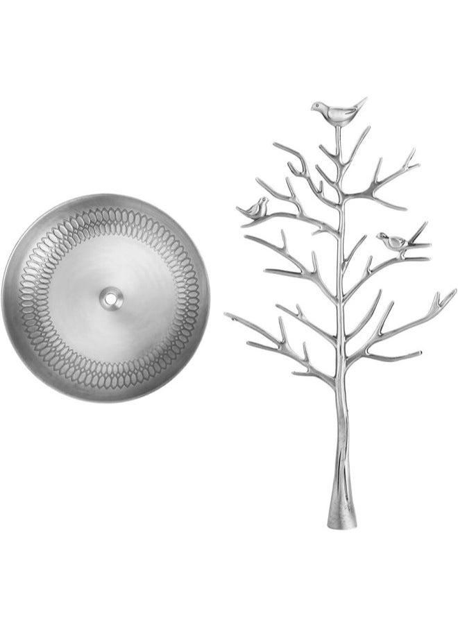 Jewelry Hanger Stand, Jewelry Tree Display Storage Holder Exhibitor for Jewels, Stand Earrings Rings Bracelets Organizer for Jewelry Tree Design(Antique Sliver)