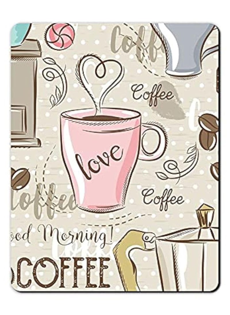 Rectangular Cute Mouse Pad Mouse Mat with Design, Non-Slip Rubber Base Waterproof Women For Game Office Mouse Pads Size 8.5 x 7.5 Inch Coffee Doddles