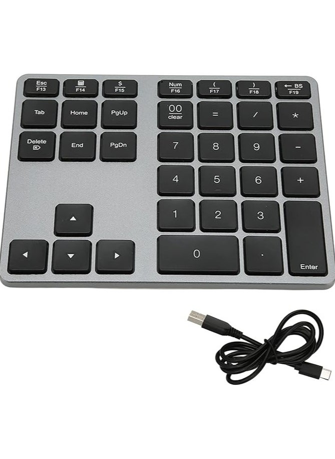 Wireless Number Pad, Bluetooth5.0 Numeric Keypad 35 Keys Scissor Switch Type C Mini Numpad for OS X Laptop and for Win System