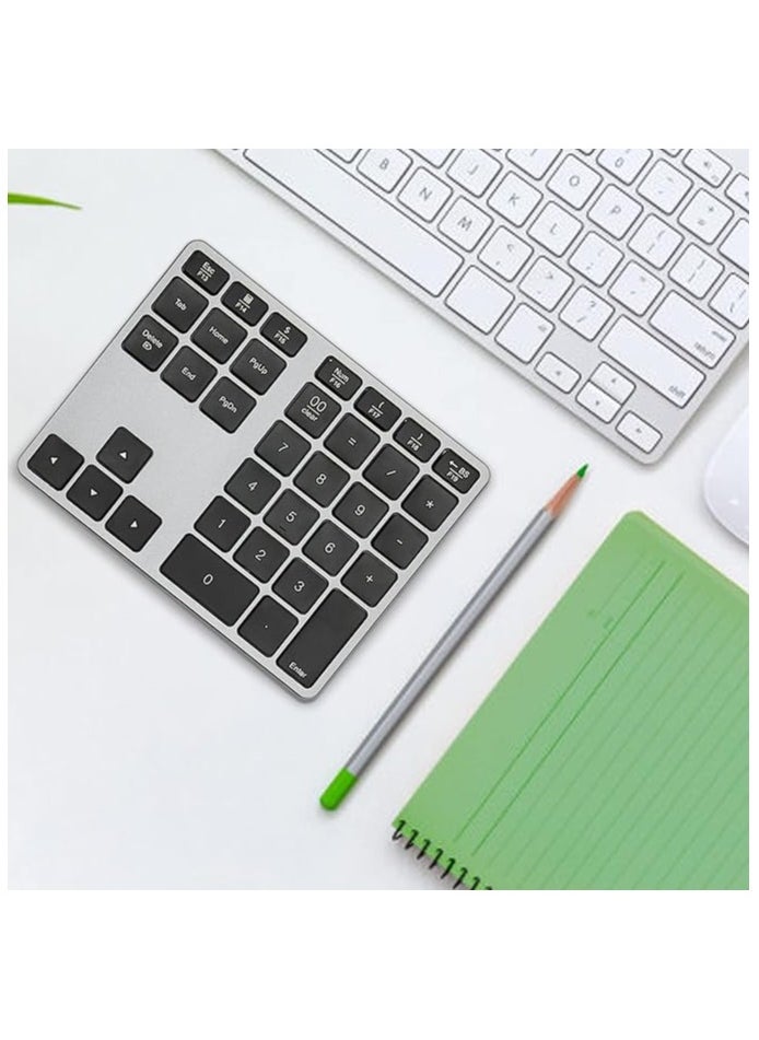 Wireless Number Pad, Bluetooth5.0 Numeric Keypad 35 Keys Scissor Switch Type C Mini Numpad for OS X Laptop and for Win System