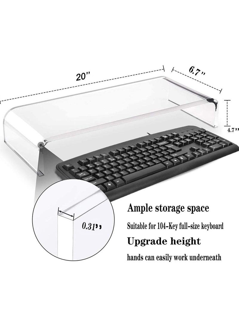 Clear Acrylic Keyboard Cover Protector Anti-Cat,2 in 1 Keyboard Bridge Protector and Monitor Stand