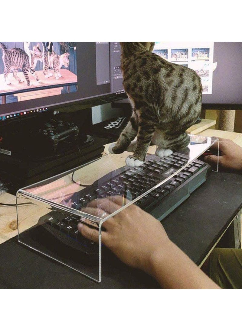 Clear Acrylic Keyboard Cover Protector Anti-Cat,2 in 1 Keyboard Bridge Protector and Monitor Stand