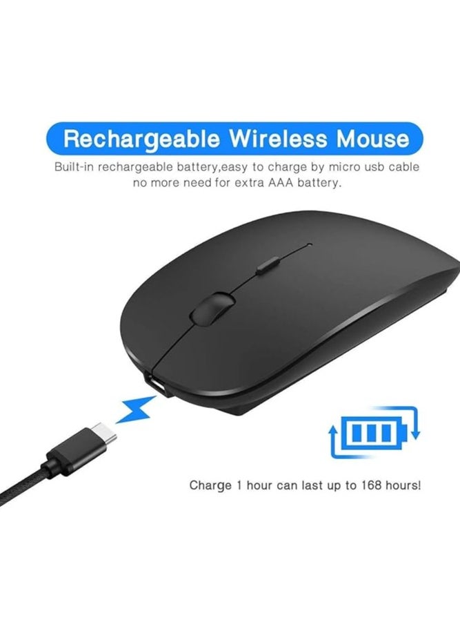 Bluetooth Mouse Rechargeable Wireless Mouse for Notebook,Bluetooth Wireless Mouse for Laptop Bluetooth Mouse for PC Black (Black)