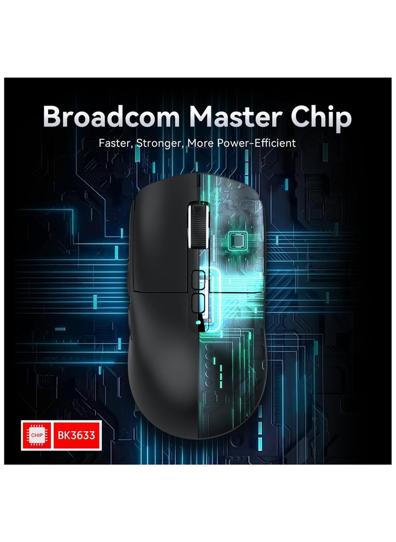 ATTACK SHARK X6 Lightweight Wireless Gaming Mouse with RGB Backlight Charging Base,Tri-Mode Wired/2.4GHz/BT5.2,26K DPI, PAW3395 Optical Sensor,HUANO Switch,5programmable Buttons,PC/Mac(Black)