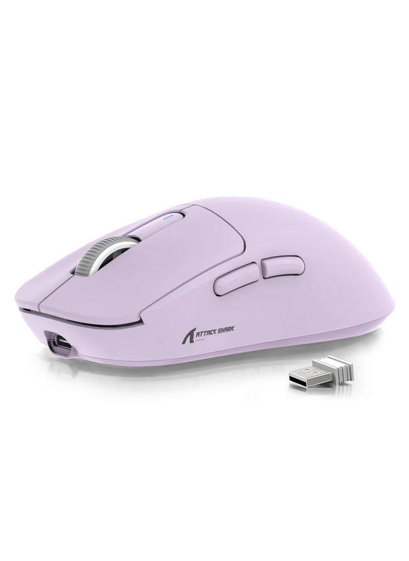 X3 Lightweight Wireless Gaming Mouse with Tri-Mode 2.4G/USB-C Wired/Bluetooth,Up to 26K DPI, PAW3395 Optical Sensor,Kailh GM8.0 Switch,5 programmable Buttons for PC/Win/Mac(Purple)
