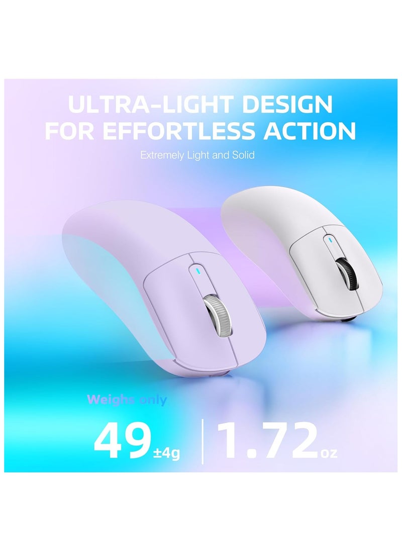 X3 Lightweight Wireless Gaming Mouse with Tri-Mode 2.4G/USB-C Wired/Bluetooth,Up to 26K DPI, PAW3395 Optical Sensor,Kailh GM8.0 Switch,5 programmable Buttons for PC/Win/Mac(Purple)