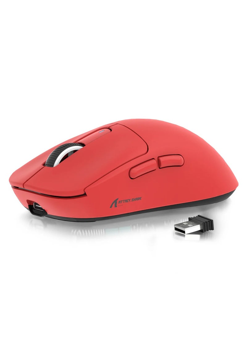 X3 Lightweight Wireless Gaming Mouse with Tri-Mode 2.4G/USB-C Wired/Bluetooth,26K DPI, PAW3395 Optical Sensor,Kailh GM8.0 Switch,5 programmable Buttons for PC/Win/Mac(Red)