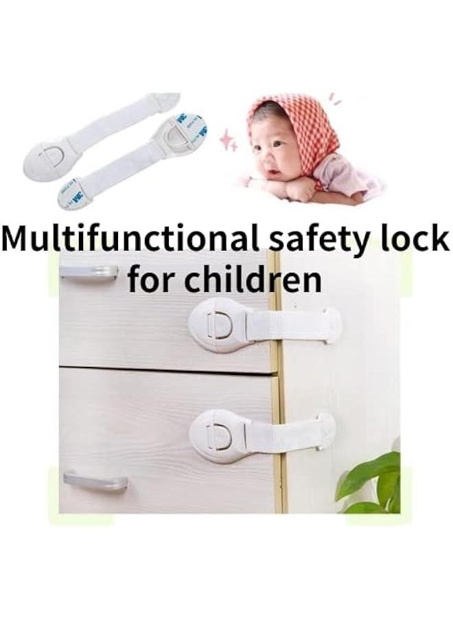 Child Safety Strap Locks for Cabinet, Refrigerator, Oven, Toilet, Drawer, Trash can etc, Adjustable Length, Strong Glue is Not Easy to Fall Off (8 Count (Pack of 1))