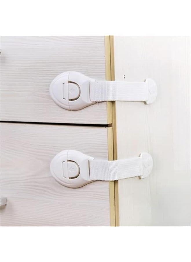 Child Safety Strap Locks for Cabinet, Refrigerator, Oven, Toilet, Drawer, Trash can etc, Adjustable Length, Strong Glue is Not Easy to Fall Off (8 Count (Pack of 1))