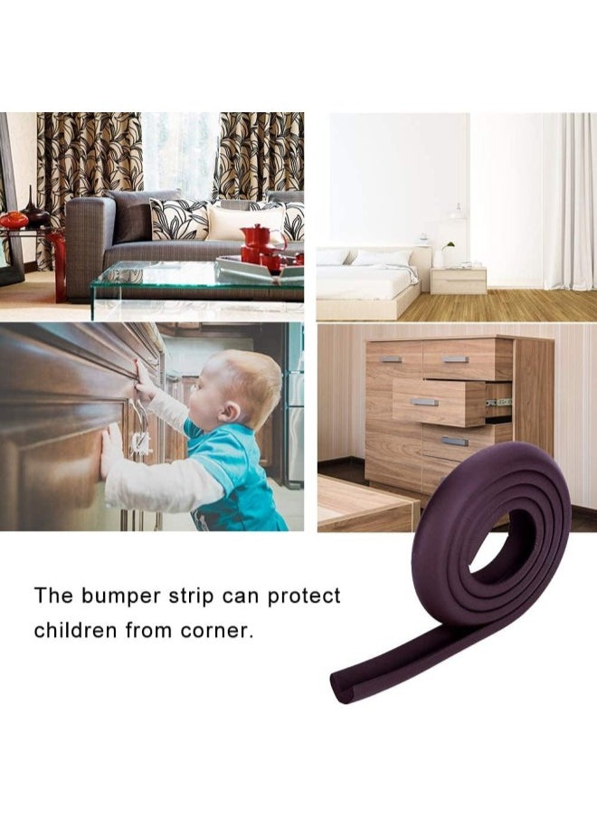 Kids Baby Safety Rubber Bumper Strip, 2M Protectors Table Edge Safe Corner Guard Anti-Collision Bar Protector for Different Size Furniture, Suitable for Home, Nursery(Coffee)