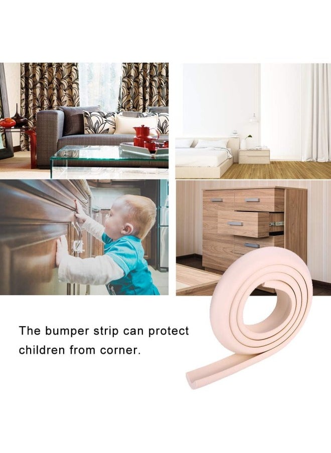 Kids Baby Safety Rubber Bumper Strip, 2M Protectors Table Edge Safe Corner Guard Anti-Collision Bar Protector for Different Size Furniture, Suitable for Home, Nursery(Beige)