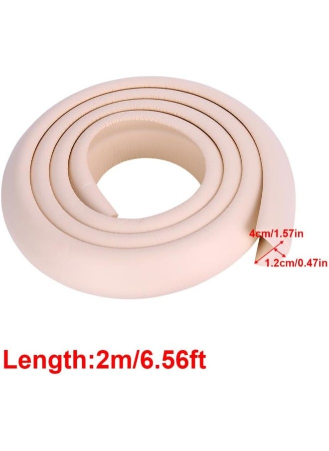 Kids Baby Safety Rubber Bumper Strip, 2M Protectors Table Edge Safe Corner Guard Anti-Collision Bar Protector for Different Size Furniture, Suitable for Home, Nursery(Beige)