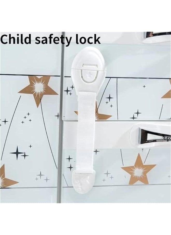 Child Safety Strap Locks for Cabinet, Refrigerator, Oven, Toilet, Drawer, Trash can etc, Adjustable Length, Strong Glue is Not Easy to Fall Off (12 Count (Pack of 1))