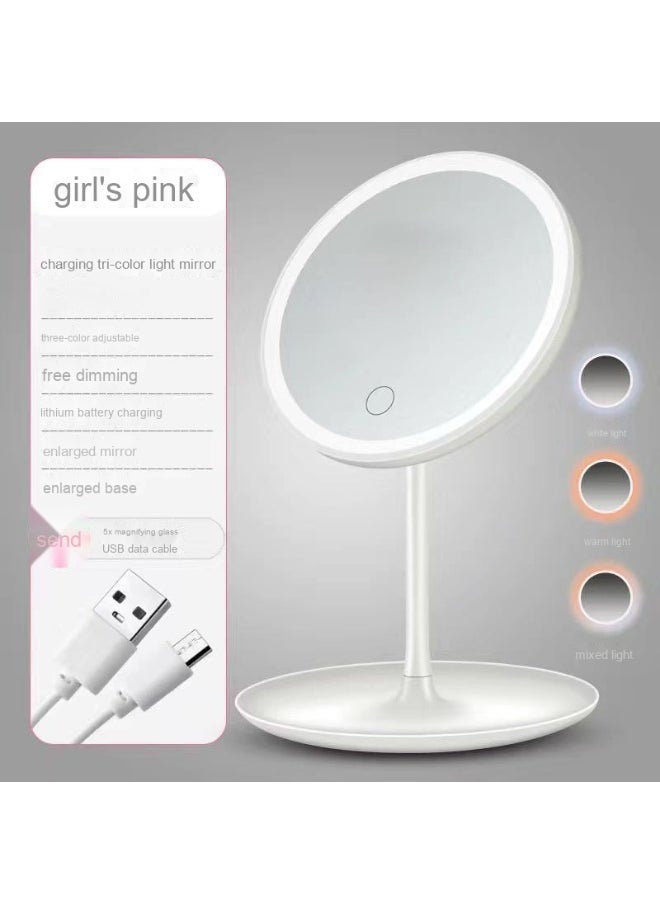 LED Makeup Mirror - Adjustable Three-Light Desktop Mirror for Unisex Use