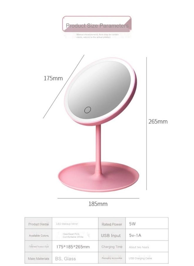 LED Makeup Mirror - Adjustable Three-Light Desktop Mirror for Unisex Use