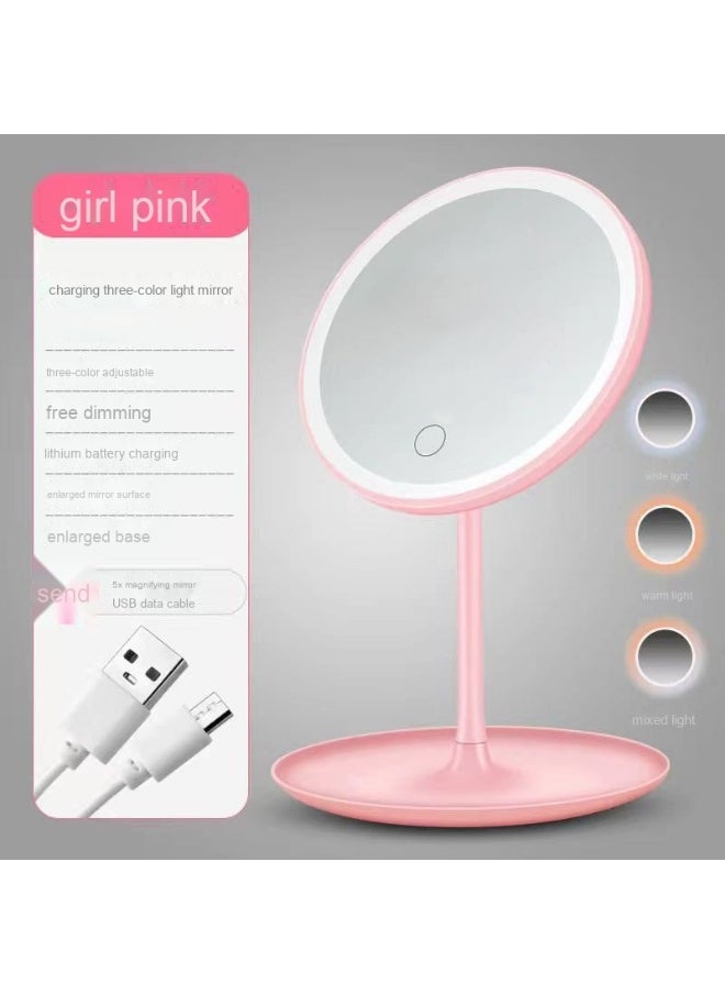 LED Makeup Mirror - Adjustable Tri-Color Lighting Desktop Mirror for All Genders