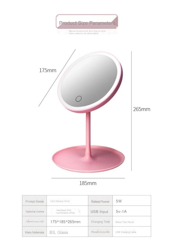 LED Makeup Mirror - Adjustable Tri-Color Light Tabletop Mirror for Men and Women