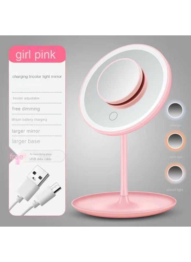 LED Makeup Mirror - Adjustable Tri-Color Light Tabletop Mirror for Men and Women