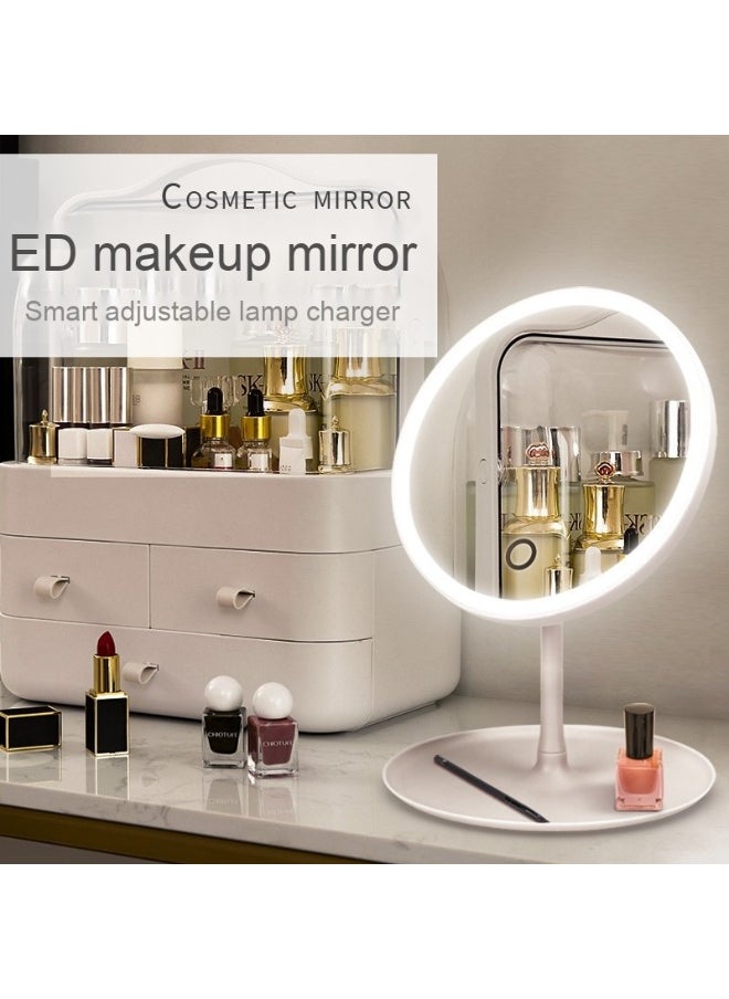 LED Makeup Mirror - Adjustable Tri-Color Light Tabletop Mirror for Men and Women