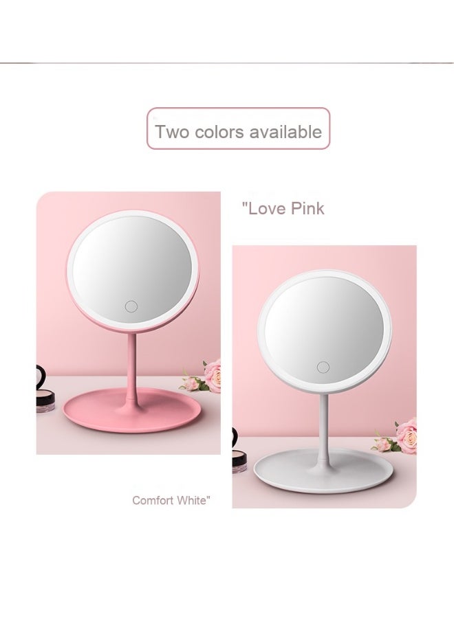 LED Makeup Mirror, Mirror Stand - Adjustable Tri-Color Light Tabletop Mirror for All Genders