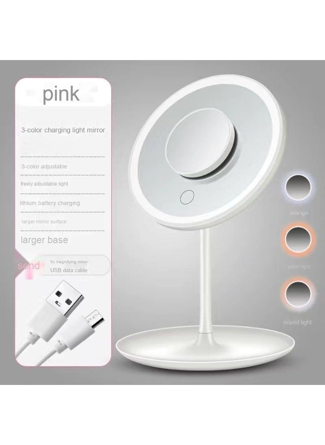 LED Makeup Mirror - Adjustable Tri-Color Light Tabletop Mirror for All Genders