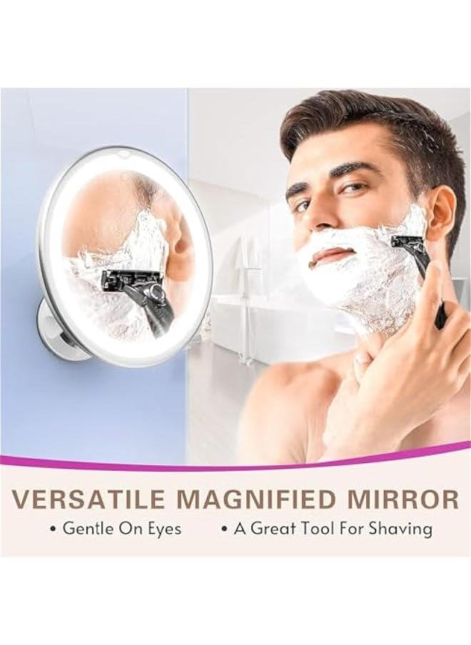 Upgraded 10x Magnifying Lighted Makeup Mirror with Touch Control, Powerful Locking Suction Cup, and 360 Degree Rotating Arm, Magnifying Mirror with Lights for Home, Bathroom Vanity and Travel