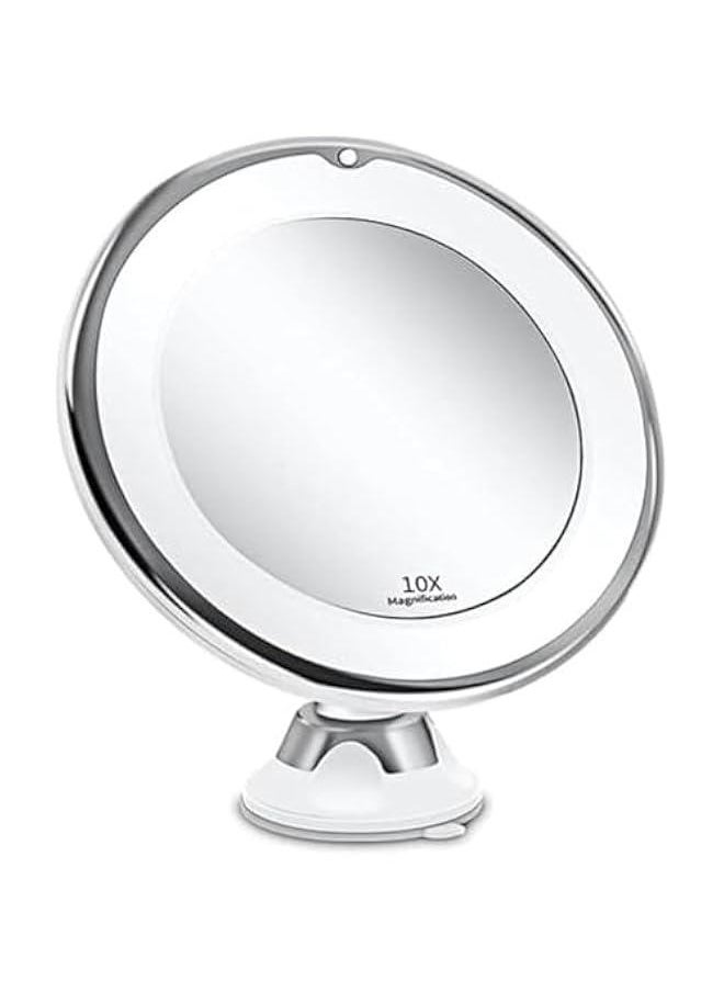 Upgraded 10x Magnifying Lighted Makeup Mirror with Touch Control, Powerful Locking Suction Cup, and 360 Degree Rotating Arm, Magnifying Mirror with Lights for Home, Bathroom Vanity and Travel