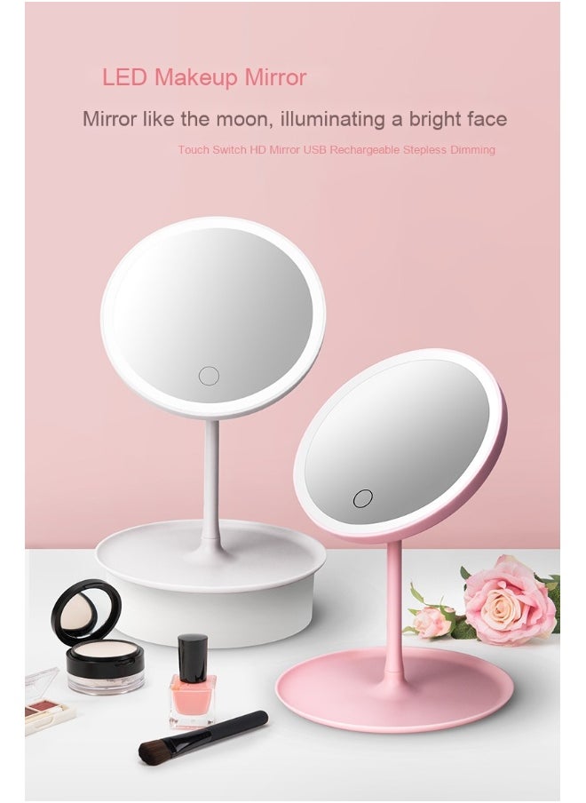 LED Makeup Mirror - Adjustable Three-Color Lighting Tabletop Mirror for Men and Women