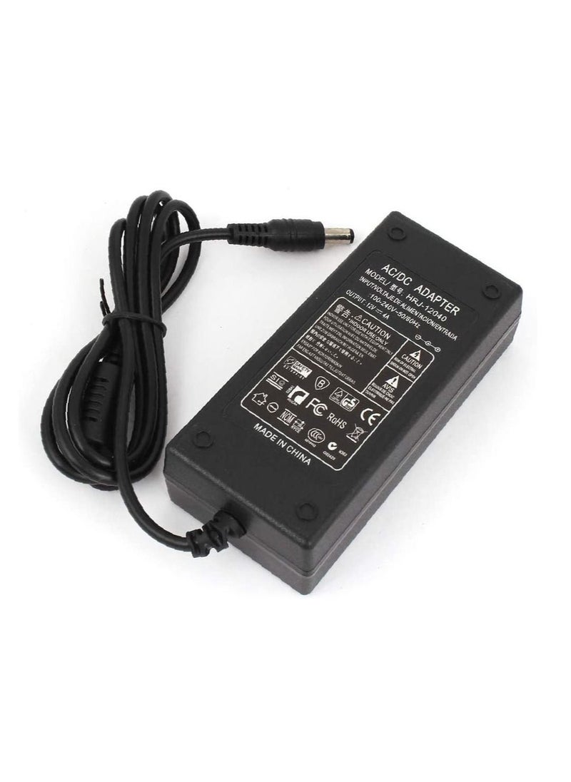 12V/4A AC/DC Adapter Switch Power Supply Charger for LED Light Strips CCTV Router 5.5x2.1-2.5mm Male Connector