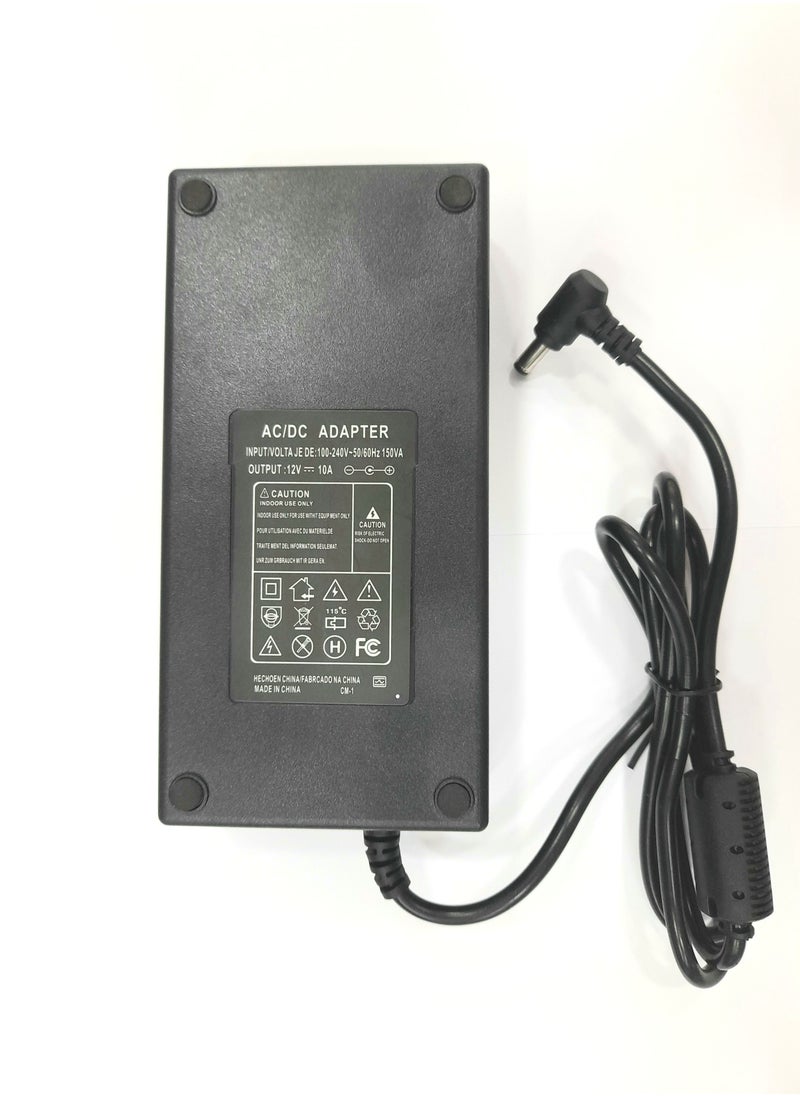 12V/10A AC/DC Adapter Switch Power Supply Charger for LED Light Strips CCTV Router 5.5x2.1-2.5mm Male Connector