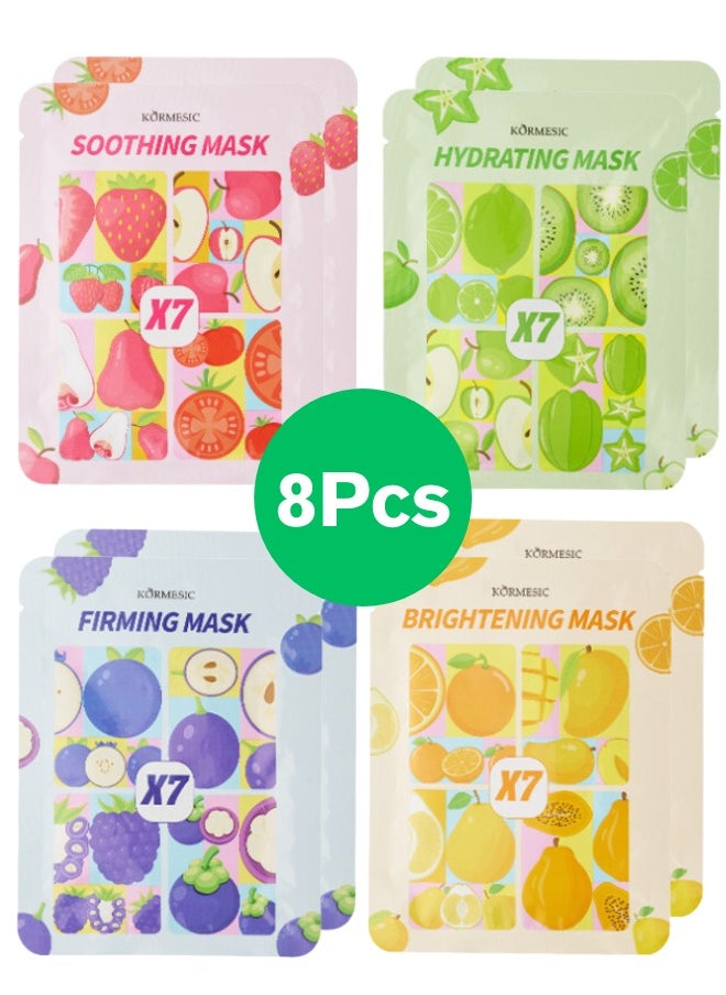 8Pcs Firming and Whitening Mask Facial Care Moisturizing and Brightening Anti-aging