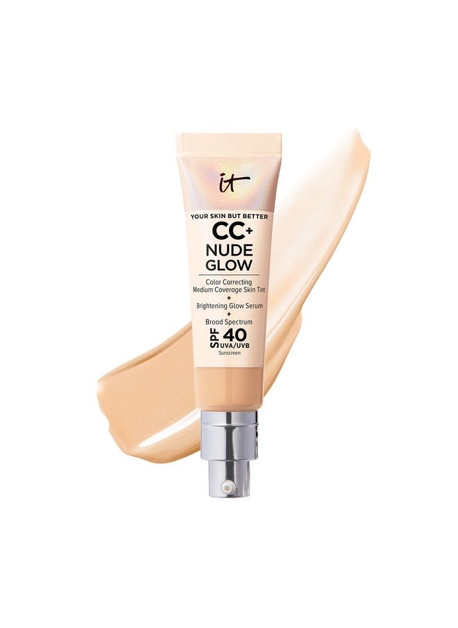 Cc+ Nude Glow Lightweight Foundation + Glow Serum With Spf 40 - With Niacinamide, Hyaluronic Acid & Green Tea Extract - Medium - 1.08 Fl Oz