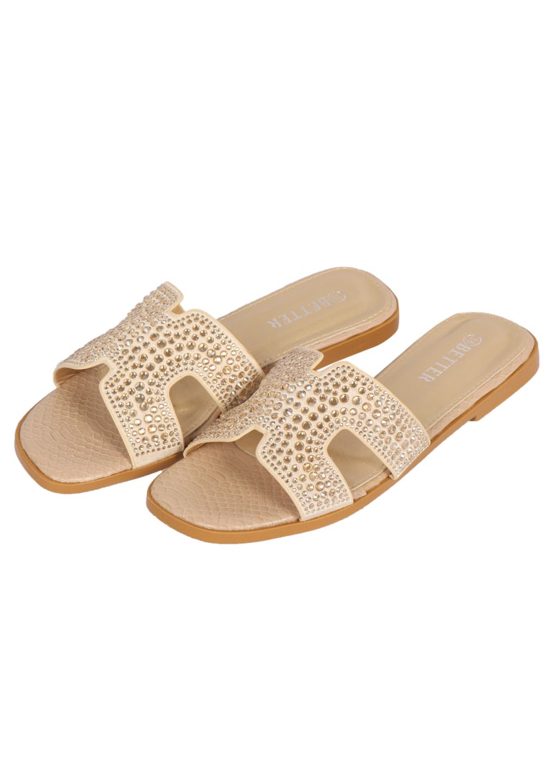 Ladies Flat Sandal Apricot