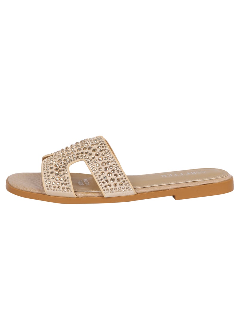 Ladies Flat Sandal Apricot