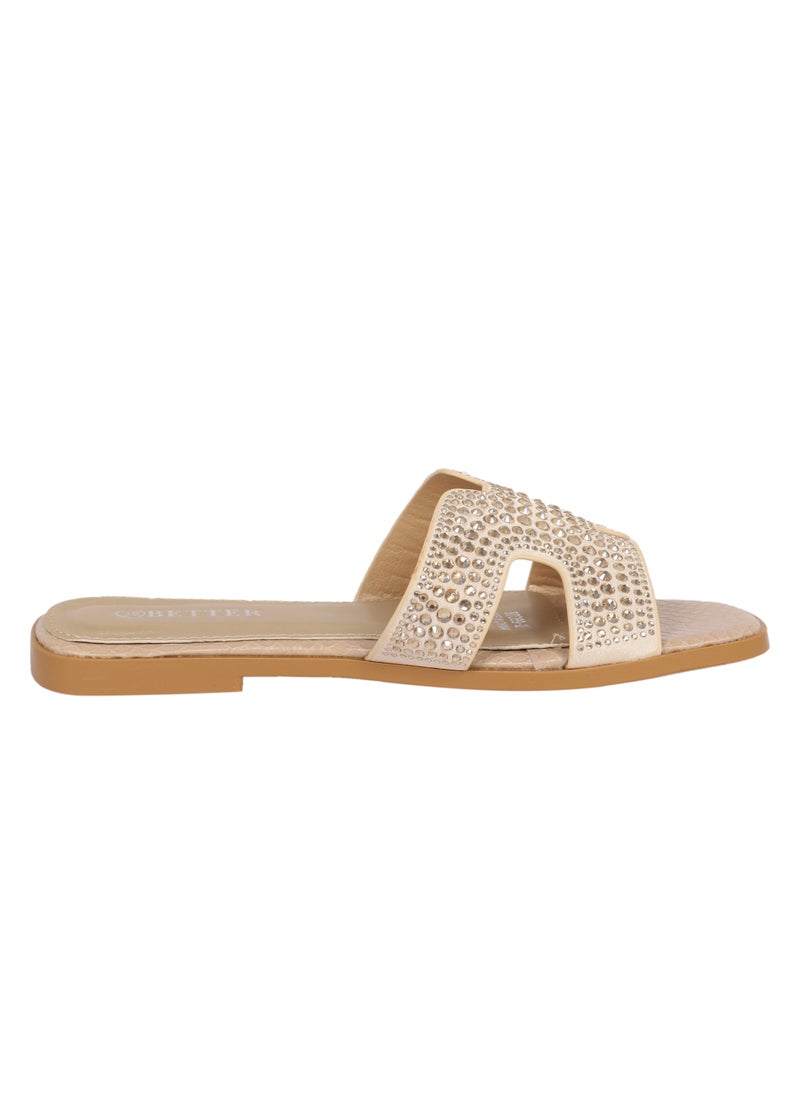 Ladies Flat Sandal Apricot