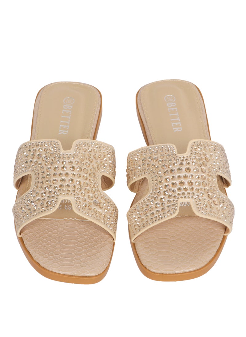 Ladies Flat Sandal Apricot