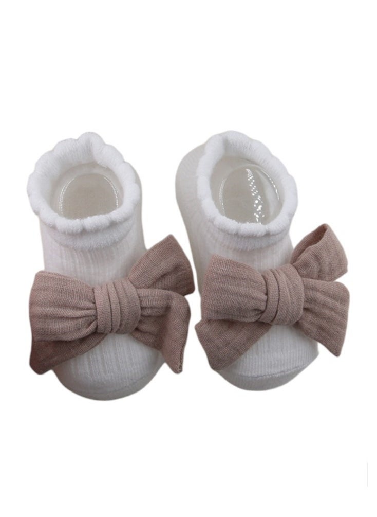 Bambimici - Anika Socks & Ribbon Bow Headband Set - Light Brown