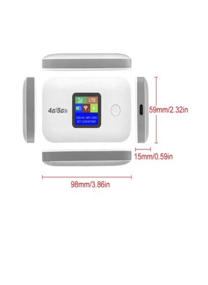 New Portable Wireless Modem, Wireless Wi-Fi Router Range Extender, 150Mbps 2100mAh Mobile Pocket WiFi Router with SIM Card Slot 4G/5G Wireless Router, Convenient and Practical