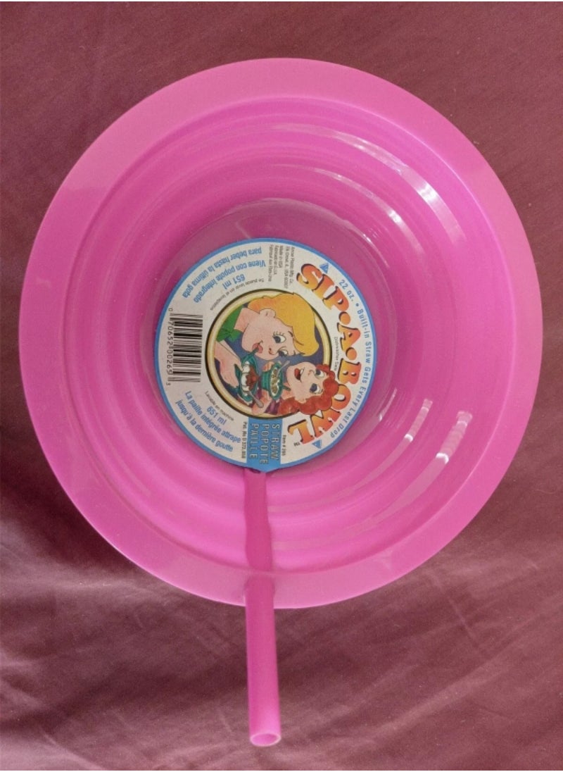 Kids Sip A Bowl Built In Straw Plate Plastic Cereal Soup Dish