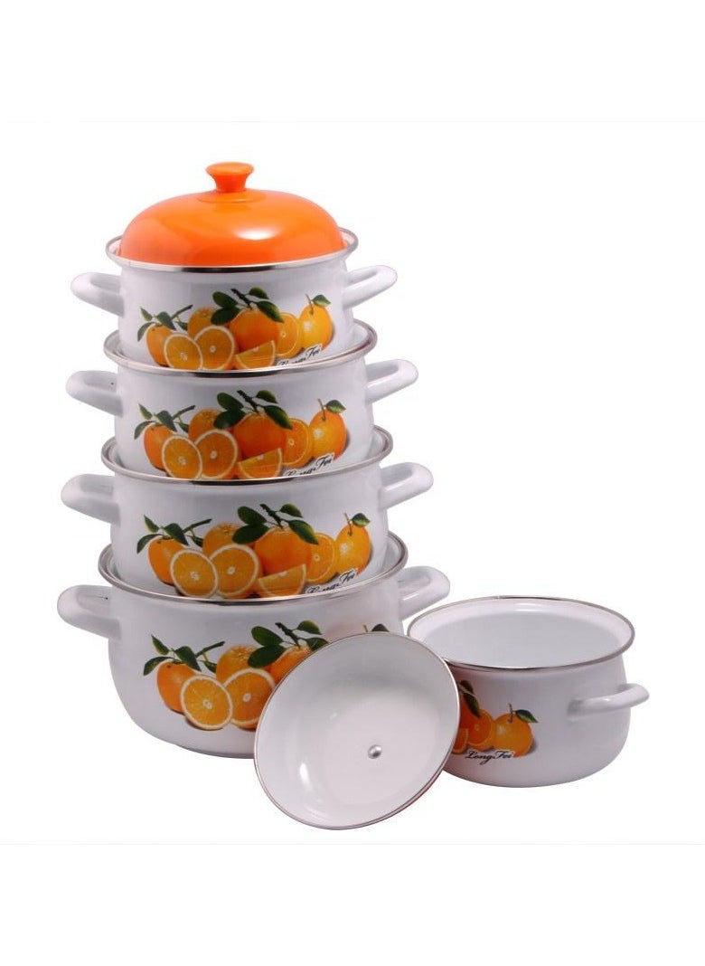 5 pcs Chinese traditional Cookware bowls Sets Enamel Pots And Pans Cookware Set ,random design