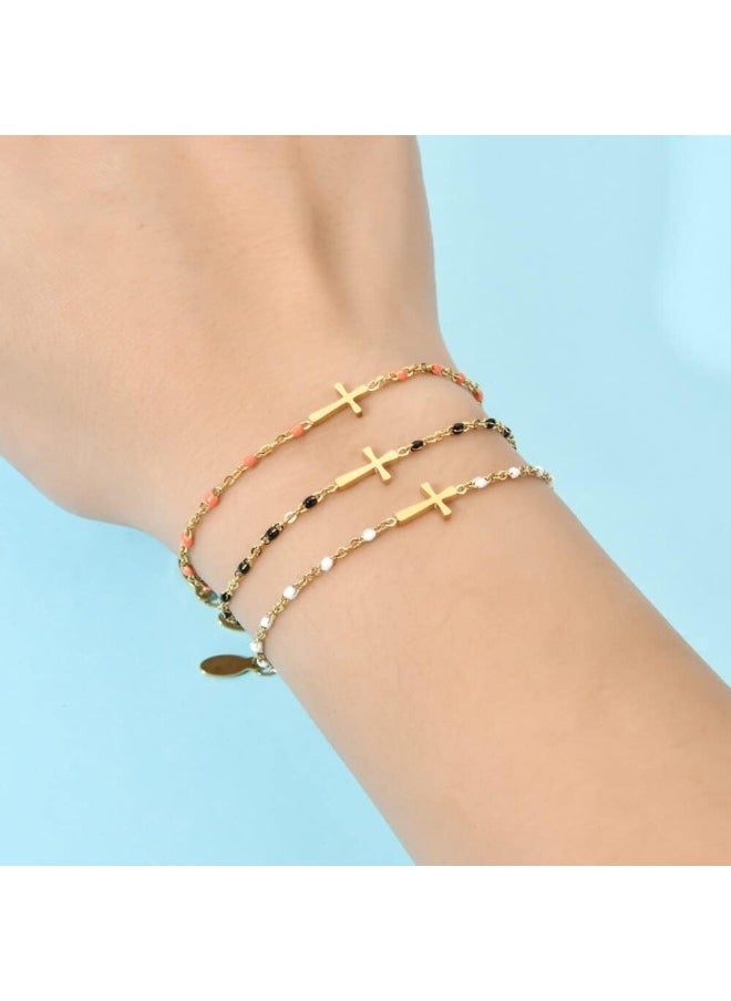 PULABO Boho Thin Style Fashion Chain Jesus Christian Stainless Steel Bracelet Women Gold Charm Cross Bracelet Girls Jewelry Creative